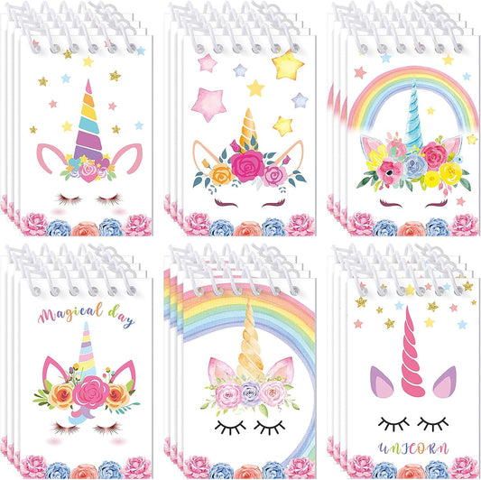 Sabary 24 Pcs Mini Unicorn Notepads Small Notebooks Spiral Journal Notepads School Classroom Rewards Supplies Unicorn Party Favors Gift Bags Fillers for Girls Kids Birthday Party Goody Bags