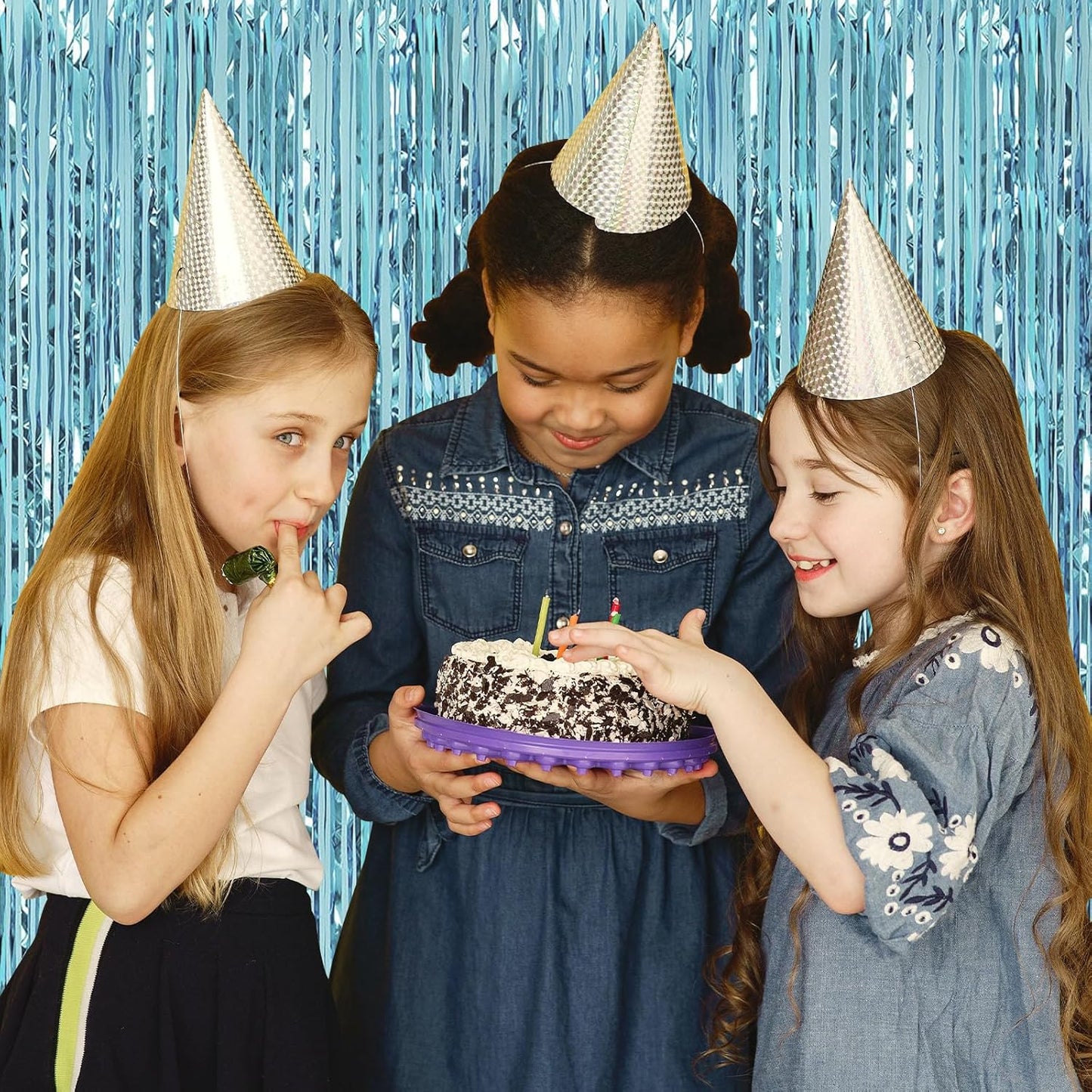 10 Pack Silver Backdrop Curtain 3.2ft x 8.2ft Metallic Tinsel Foil Fringe Curtains Photo Booth Background for Birthday Party Decoration Baby Shower Engagement Wedding Christmas Decoration (Silver)