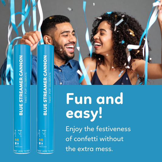 2 Pack Streamer Cannon Confetti Poppers | Biodegradable Orange Confetti | TUR Party Supplies | Launches Up to 25ft | Giant (12 in) | Party Poppers for Graduation, Birthdays, Weddings, and Memorial Day