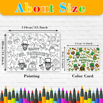 43.3x31.5 Summer Coloring Poster with Picture, Giant Cute Painting Poster, Large Coloring Tablecloth for Classroom Home Birthday Party Supplies Favor