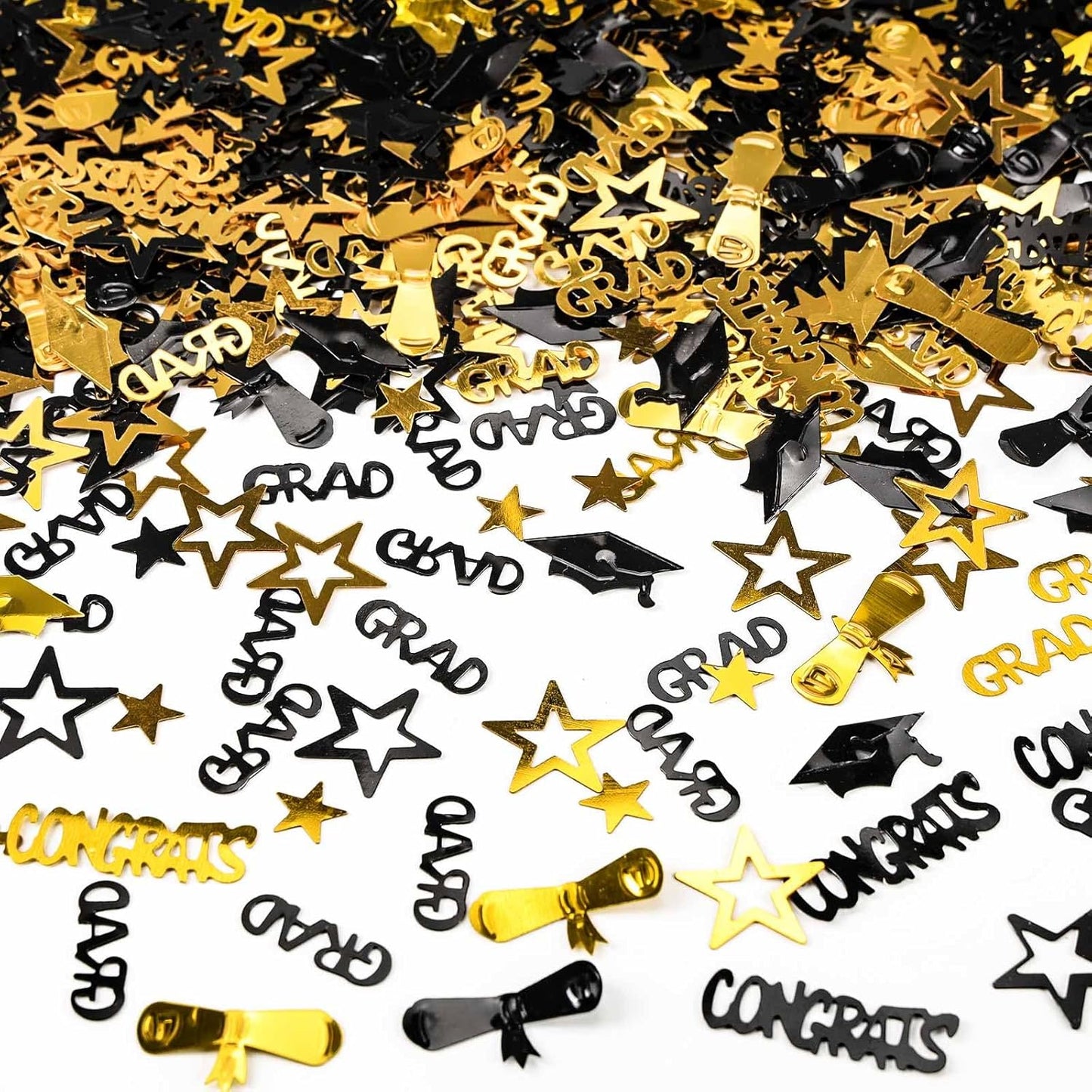 Gold and Black Graduation Confetti 2026, 1000 Pcs Congrats Grad Confetti Class of 2026 Party Table Centerpiece for 2026 Graduation Party Decorations