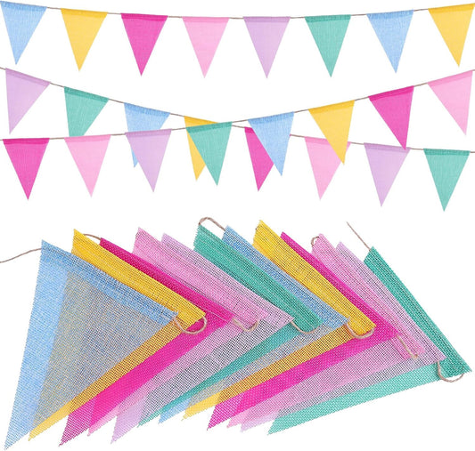 48PCS Pennant Banner Flags with 4 Jute String,Multicolor Hanging Triangle Bunting Flags Garland for Birthday,Weddings,Parties,Classroom,School, Home and Outdoor Events Decorations
