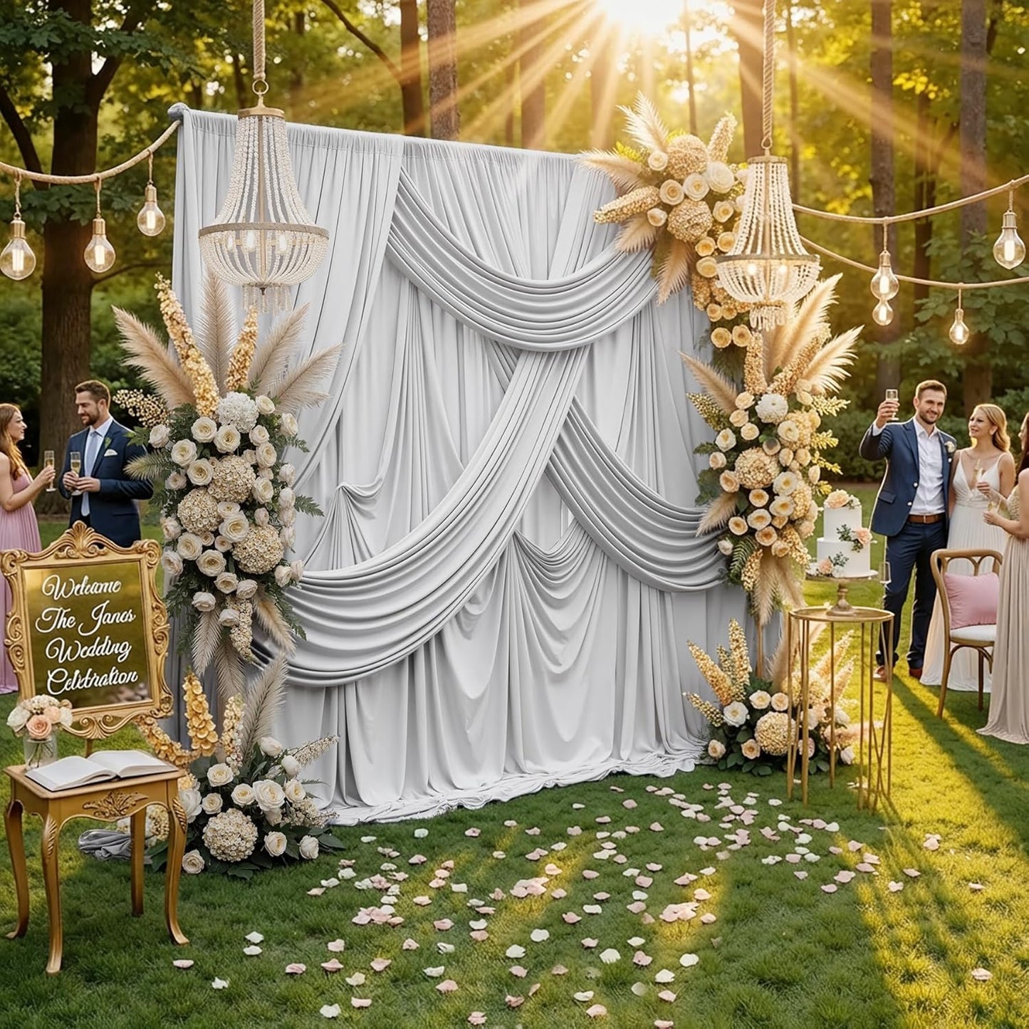10ftx10ft Black Backdrop Curtains for Weddings Parties, Wrinkle Free 2 Panels Silky Polyester Photo Backdrop Drapes Back Drop Cloth Drapery for Birthday Mother'sDay Photography Background