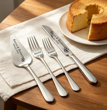 Personalized Wedding Cake Knife and Server Set, Custom Cake Cutting Set for Wedding, Silver Cake Knife Set Stainless Steel, Customized Gifts for Weddings, Engagements, Anniversaries, Birthday(Silver)