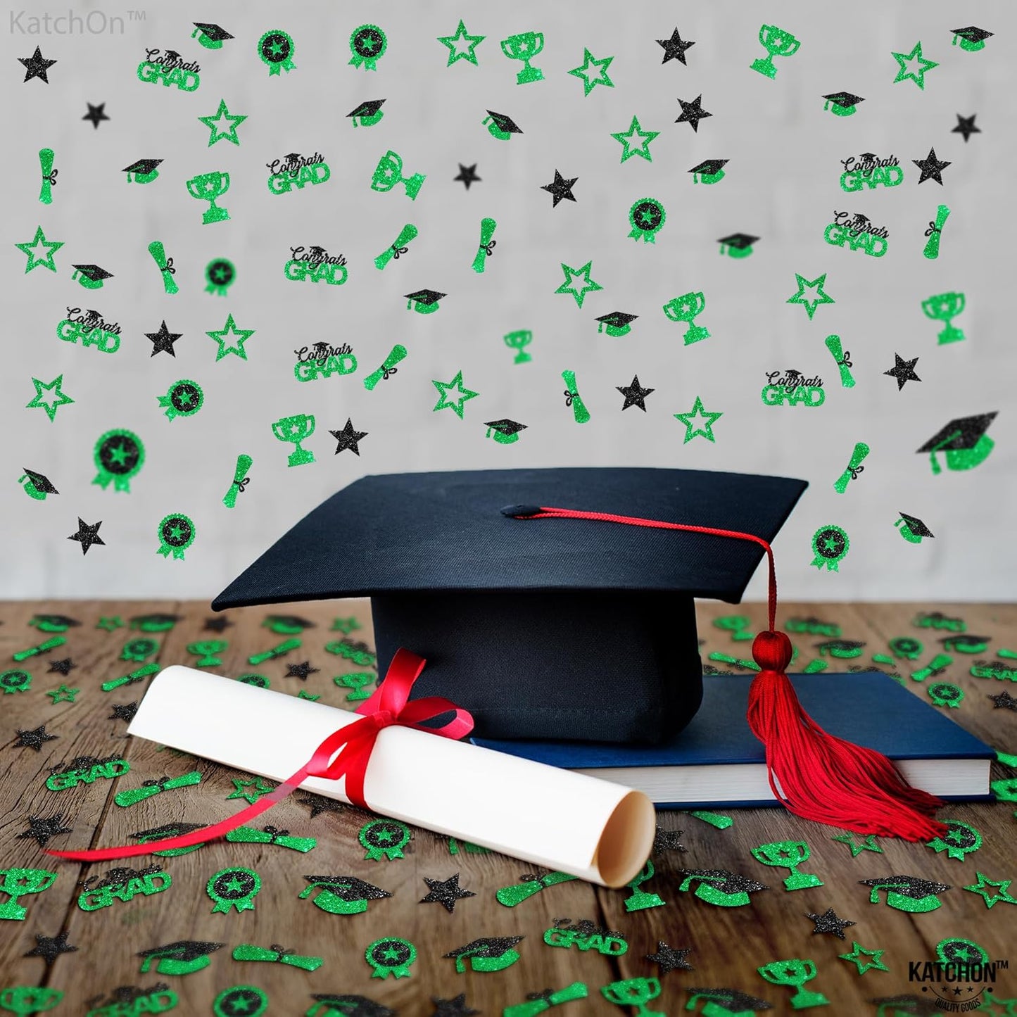 Black and Gold Grad Graduation Decorations 2026 - Pack of 1000, Congrats Grad Graduation Confetti 2026 | Grad Confetti Class of 2026 for Black and Gold 2026 Graduation Decorations, KatchOn