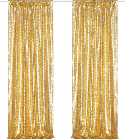Poise3EHome Black Sequin Backdrop Curtains, 2 Panels 2FTx8FT Glitter Photo Booth Backdrop for Halloween Birthday Bachelorette Wednesday Twilight Party Decorations