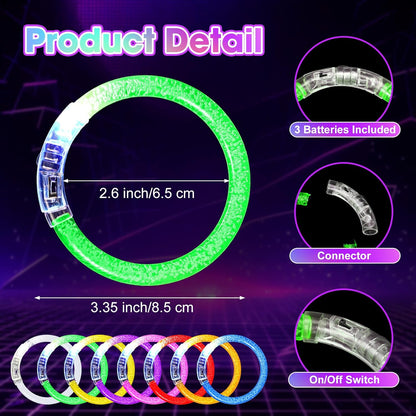 Honoson 96 Pack Glow in the Dark Party Supplies, Light up Glasses LED Bracelets, Neon Favor Flashing Bulk Gift for Adult (Vibrant Color)