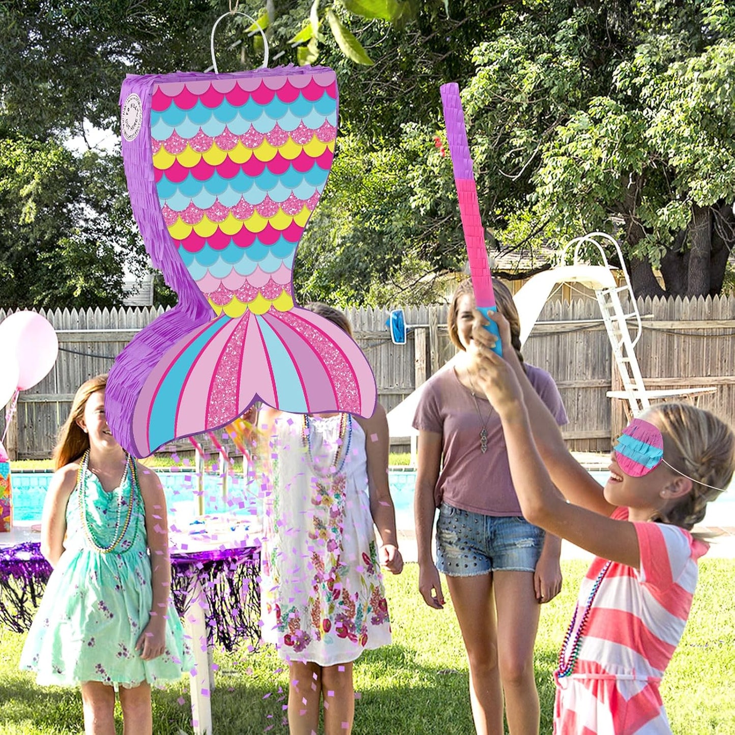 Disco Ball Pinata with Stick and Blindfold 80s 90s Theme Party Decorations Silver Mirror Disco Ball Pinata for Birthdays Weddings Roller Skating Party Supplies