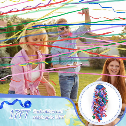 No Mess Streamers,12Pack Colorful No Mess Confetti Poppers,Party Poppers for Birthday,Wedding,Celebrations,School Opening,Graduation,Retirement Party