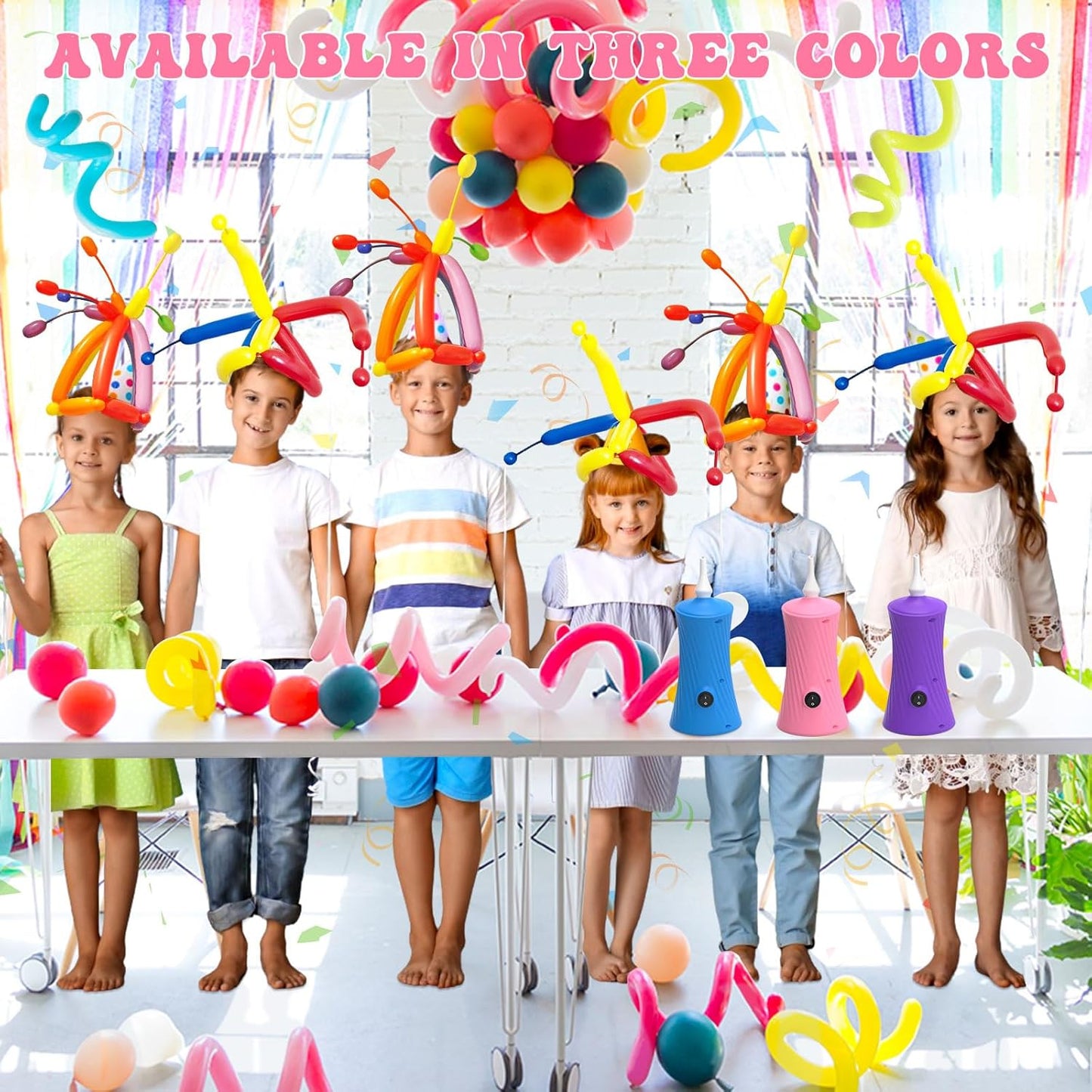 206 Balloon Pump Electric Air Pump for Long Balloon Inflator Blower for Foil Twisty Animal Balloons for Birthday Party Celebration Balloons Decorations