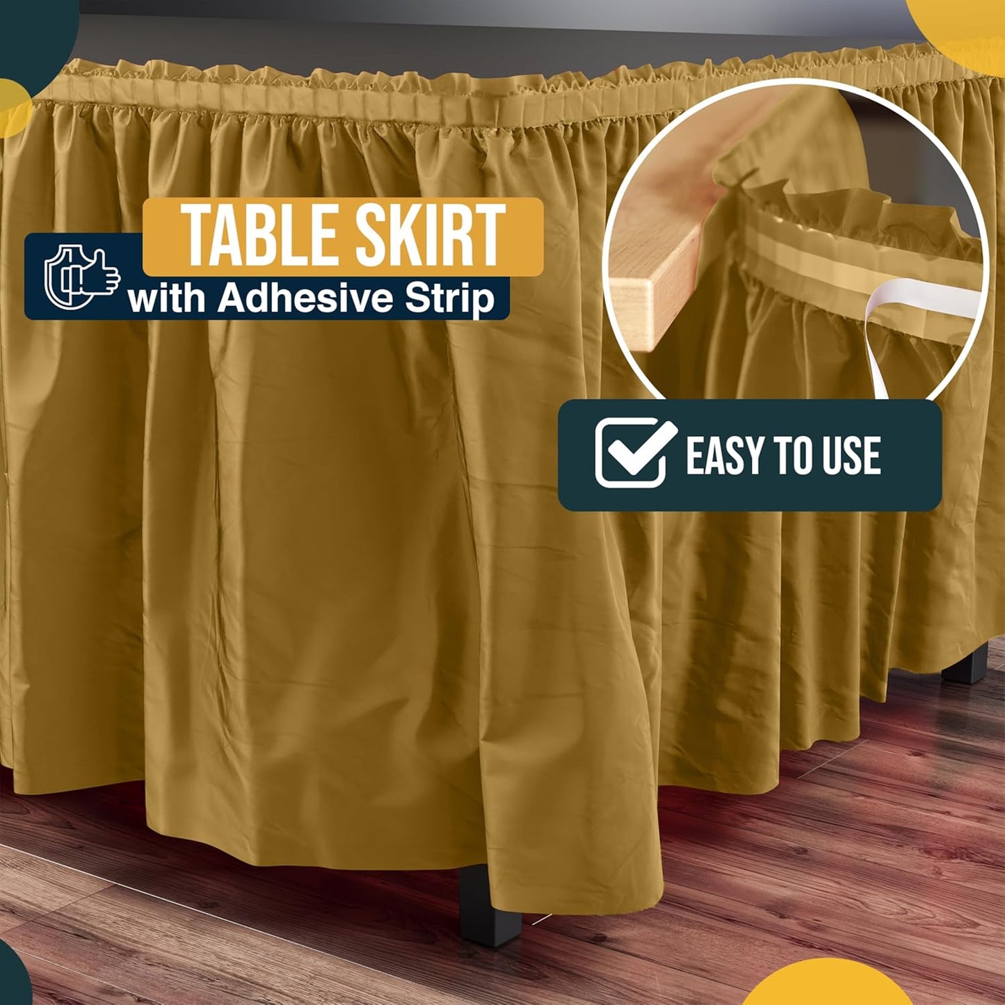 Exquisite Ruffle Table Skirt Black 6 Pack 14 Ft Long Table Skirts for Rectangle Tables 6ft Plus or Round Tables Skirts with Adhesive Strip for Gender Reveal Decor & Happy Birthday Parties