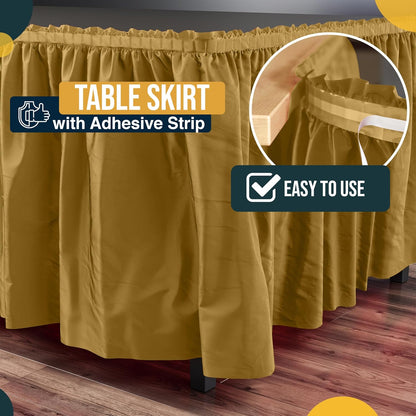 Exquisite Ruffle Table Skirt Black 6 Pack 14 Ft Long Table Skirts for Rectangle Tables 6ft Plus or Round Tables Skirts with Adhesive Strip for Gender Reveal Decor & Happy Birthday Parties