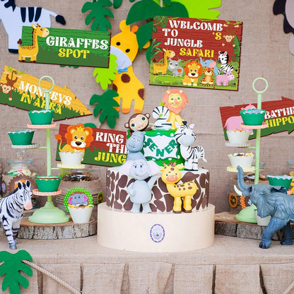 20 Pieces Safari Party Sign Welcome to Jungle Safari Theme Party Decorations Wild Animal Directional Signs for Classroom Zoo Wild Animal Birthday Decoration Supplies