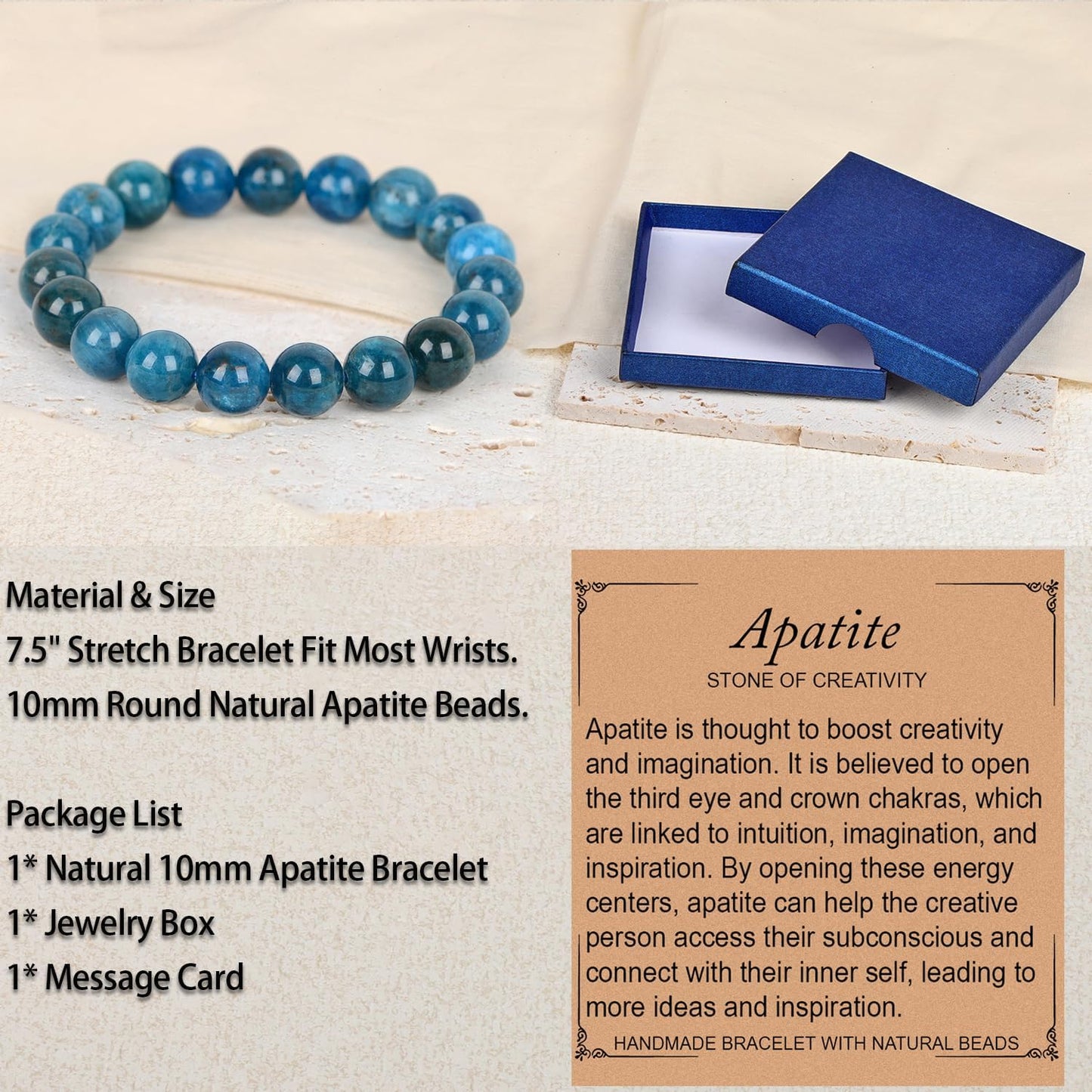 LPBeads Handmade Natural Gemstone Stretch Elastic Bracelet Healing Crystal Round Stone Beads Jewelry Gifts for Women Men