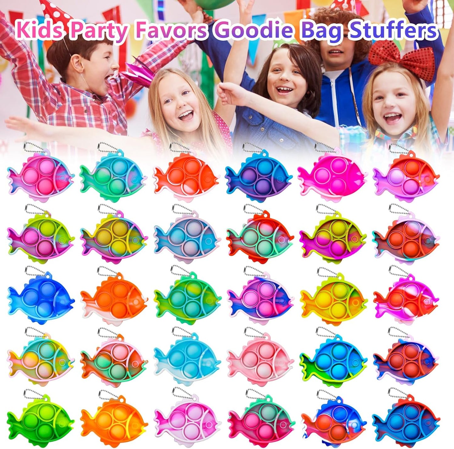 Pop Fidget Toys Bulk Its Party Favors for Kids 4-8 8-12 30 Pack Mini Pop Keychain It Small Fidgets for Classroom Prizes School End of Year Student Gifts from Teacher Birthday Goodie Bag Stuffers