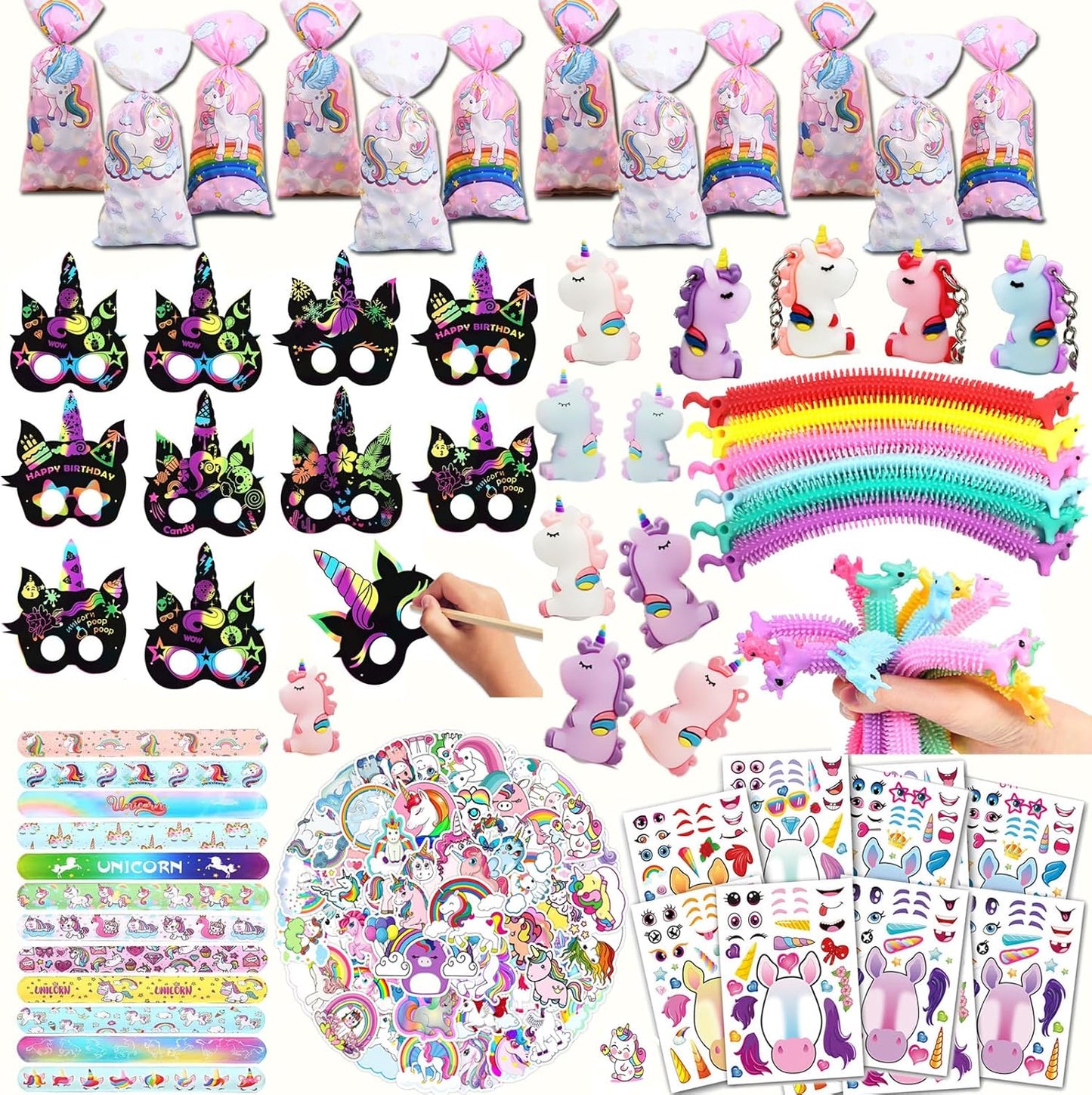 CIRDOTSH Unicorn Party Favors - Kids' Birthday Supplies, Goodie Bags Decorations, Fillers & Toys - Pink