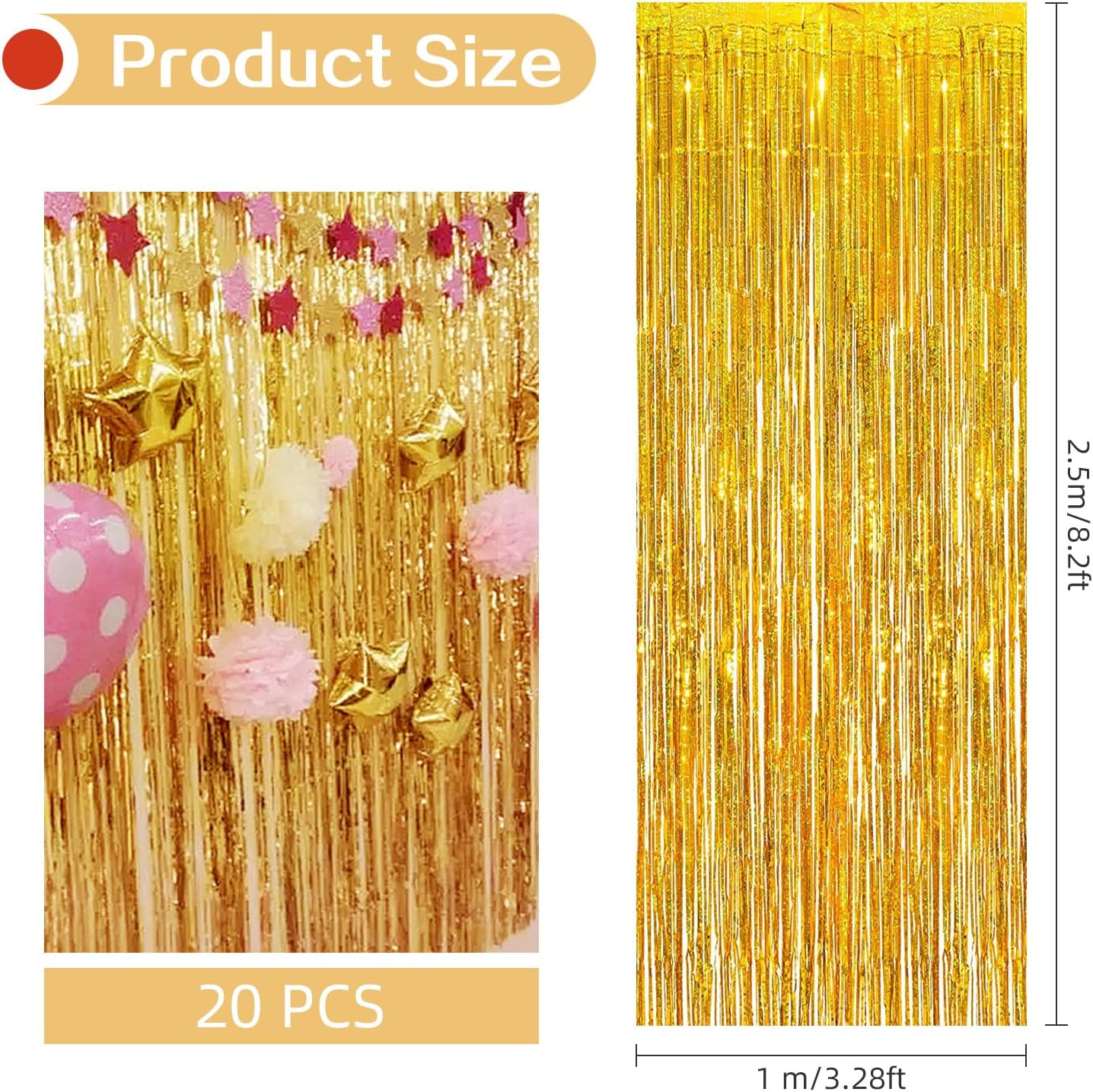 20 Pack Silver Foil Curtain Backdrop 3.2ft x 8.2ft Foil Fringe Backdrop Curtain Metallic Tinsel Foil Fringe Curtains Streamer Backdrop Curtains for Birthday Party Decorations Photo Booth (Silver)