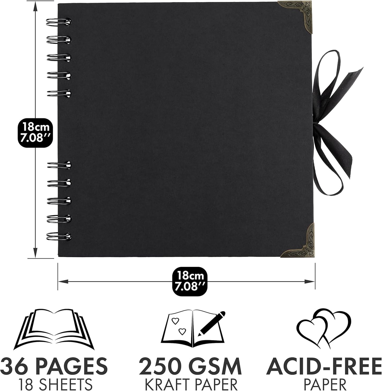 Bstorify Scrapbook Album 60 Pages (8 x 8 Inch) Brown Thick 200gsm Kraft Paper, Photo Album Scrapbook, Memory Book - Ideal for Your Scrapbooking Albums Art & Craft Projects