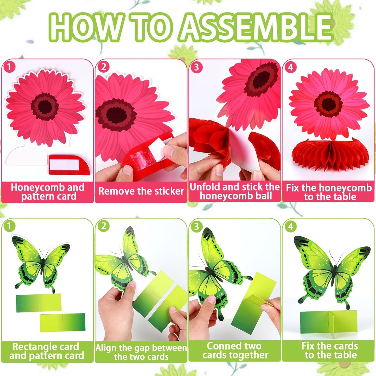 24Pcs Spring Sunflower Honeycomb Centerpiece Decorations Sun Flower Butterfly Table Centerpiece Supplies Kit Spring Table Toppers Decor for Kids' Butterfly Flower Themed Women Classroom Birthday Party