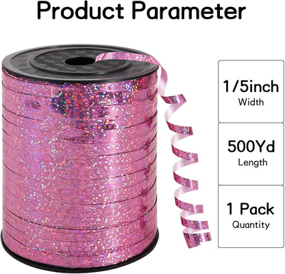 BEISHIDA 500 Yards Red Ribbon Crimped Curling, Balloon String Shiny Metallic Roll for Gift Wrapping Ribbon for Birthday Valentines Day Wedding Mother's Day Party Decorations
