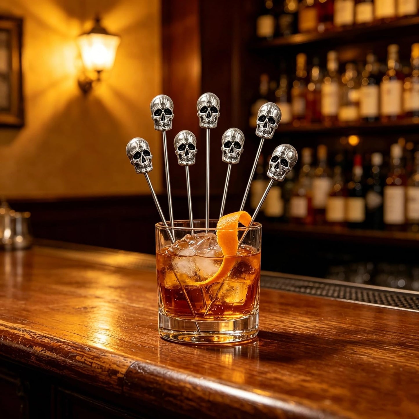 Homestia Stainless Steel Cocktail Picks, 4.7 Inch Reusable Martini Olive Picks, Metal Garnish Skewers for Drinks, Appetizers, Bloody Mary - Set of 6 Metal Cocktail Picks for Party Bar