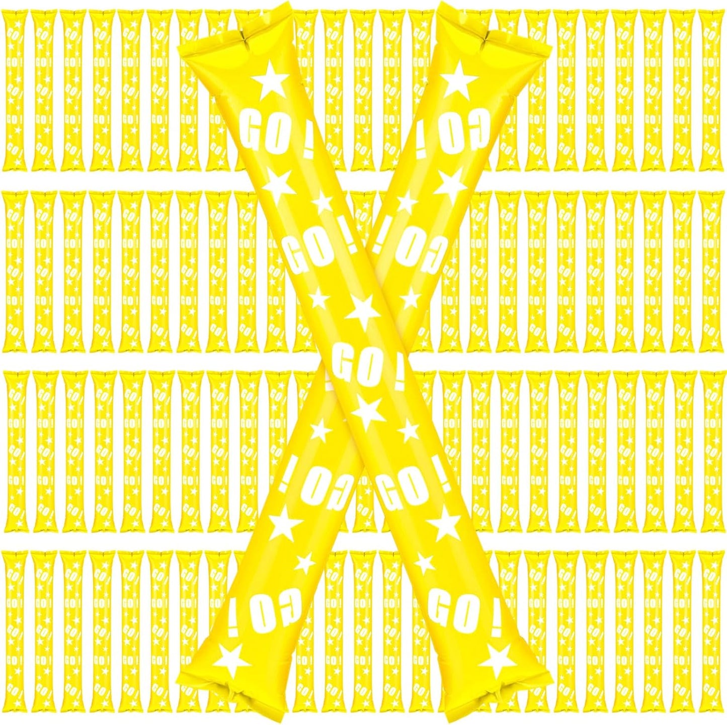 Hungdao 100 Pcs Thunder Sticks Spirit Boom Sticks Cheerleading Football Noise Makers Inflatable Noisemakers for Party Dance Basketball Sporting Event