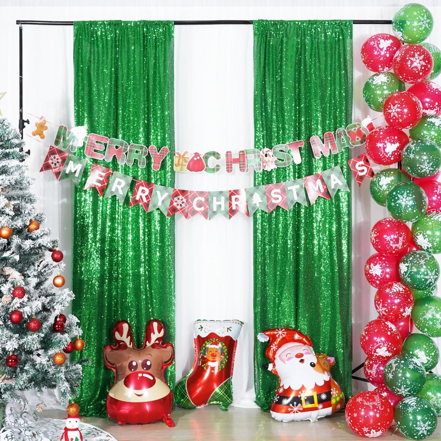 Poise3EHome Black Sequin Backdrop Curtains, 2 Panels 2FTx8FT Glitter Photo Booth Backdrop for Halloween Birthday Bachelorette Wednesday Twilight Party Decorations