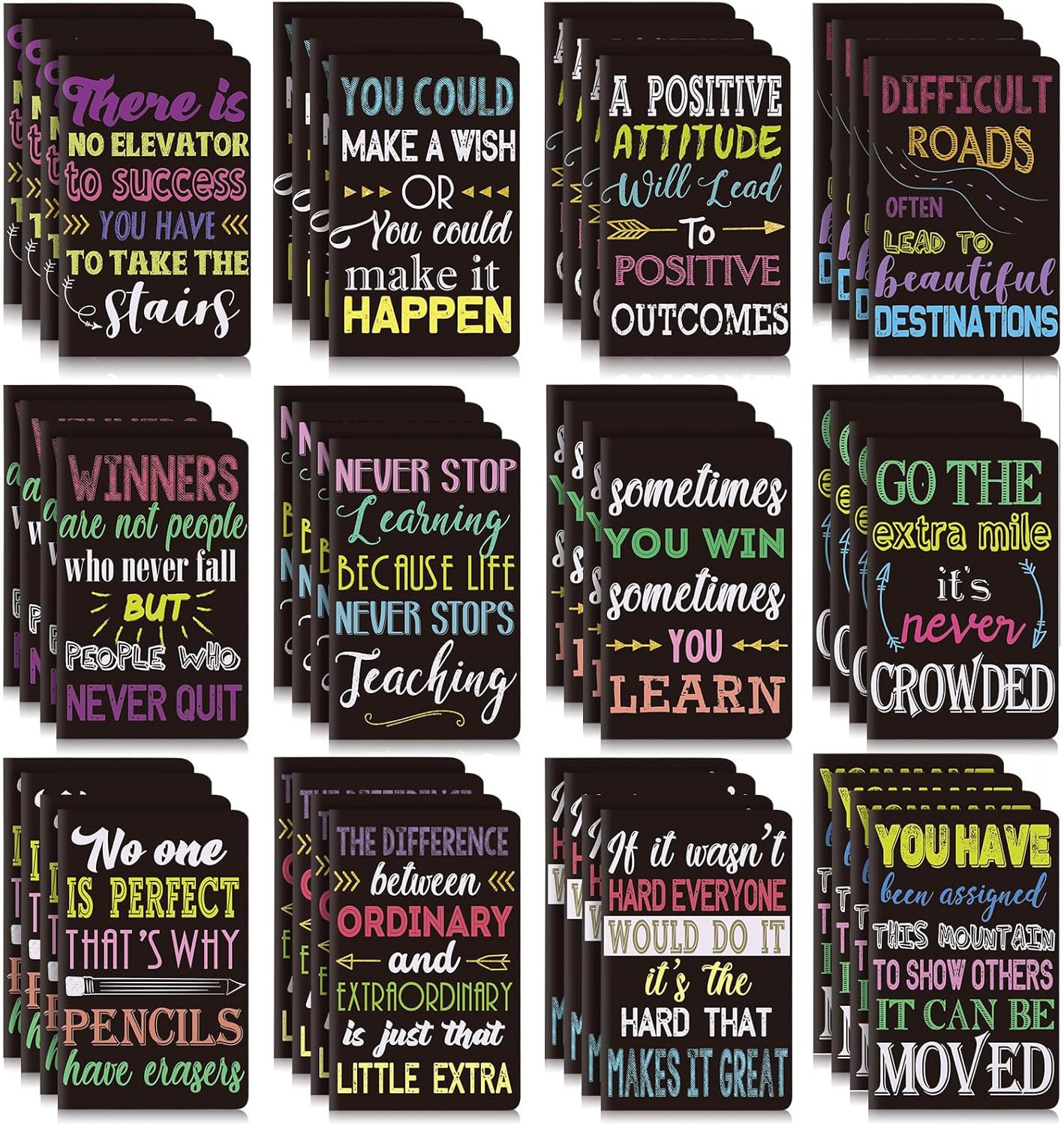 Outus 24 Pieces Mini Inspirational Notepads Motivational Small Pocket Journal Notebook Inspiring Note Pads Gift for School Office Travel Coworkers Supplies, 12 Styles (Simple Style)