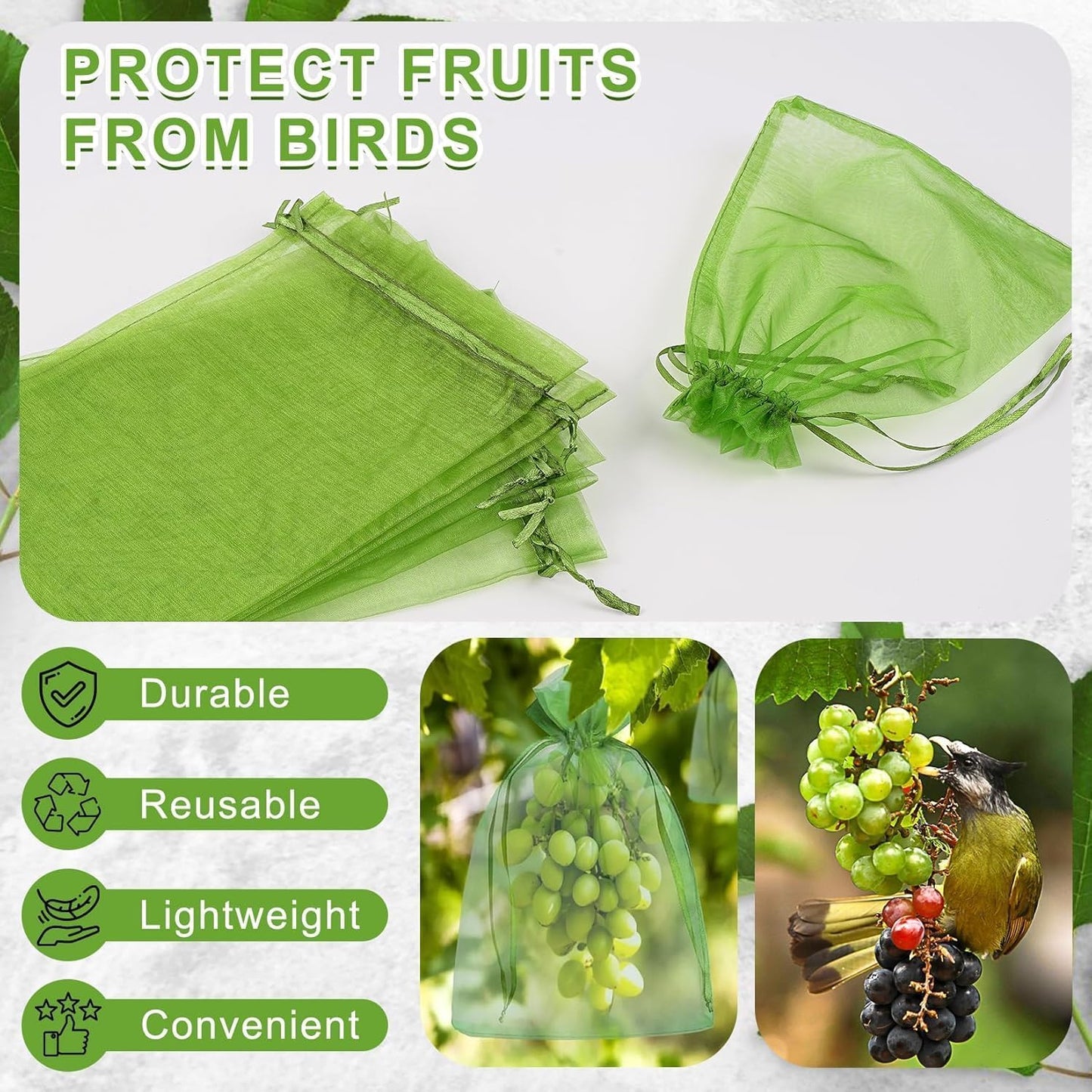 ANZNKU 50PCS Organza Bags 6x9 Large White Gift Bags for Candy Goodie Sachet Jewelry, Mesh Bag Drawstring Sheer Packaging Pouches for Wedding Favors Mother's Day Birthday Party Baby & Bridal Shower