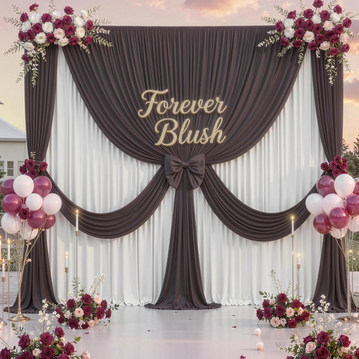 10 ft x 10 ft Wrinkle Free White Backdrop Curtains for Wedding Parties, Polyester Photography Backdrop Drapes for Birthday Parties Stage Backdrop Stand, 2 Panels 5x10FT Background Curtains