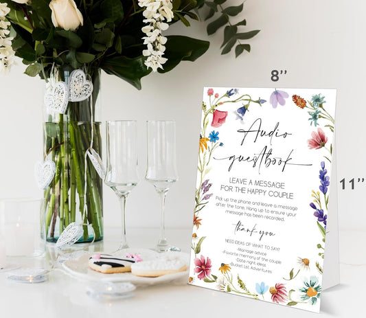 Bible Guest Book Sign, Wedding Signs for Ceremony and Reception, Floral Bridal Shower Decoration, Wedding Signage with Bracket, Bridal Shower Decor, Supplies For Engagement and Anniversary Parties, 13