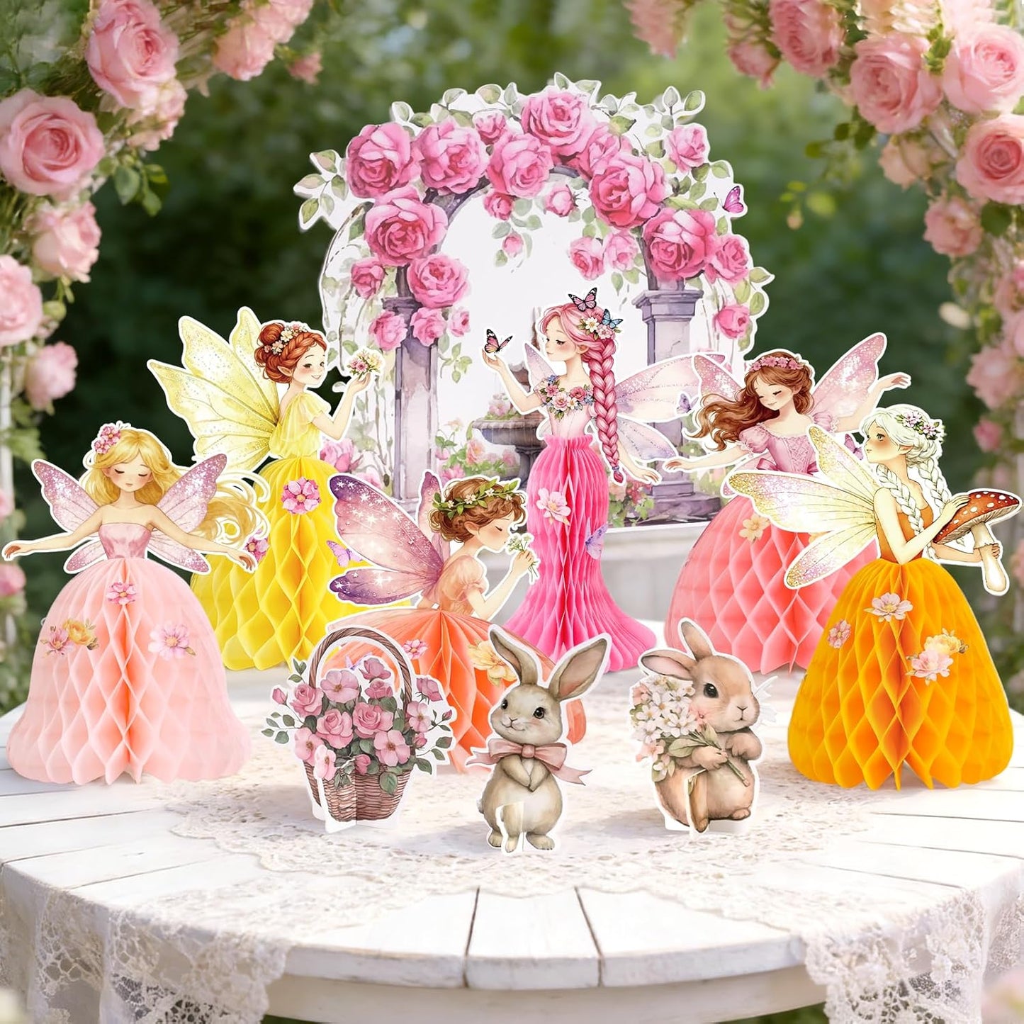 SUNBEAUTY 4PCS Honey Bee Honeycomb Centerpieces Decorations Yellow Bee Honeycomb Table Centerpieces with Sunflower Stickers for Baby Shower Birthday Gender Reveal Birthday Decoration