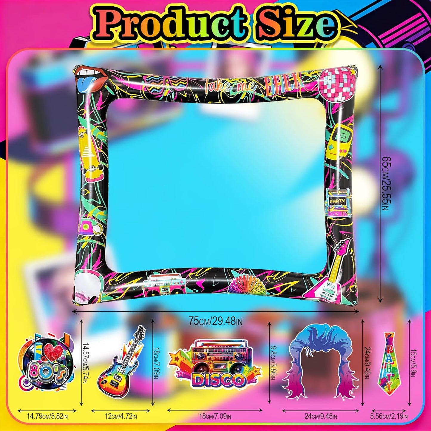 Hawaiian Photo Booth Props & Inflatable Frame, 30Pcs Luau Photobooth Props with Large Inflatable Inflatable Selfie Picture Frame for Summer Tropical Aloha Luau Party Selfie Supplies