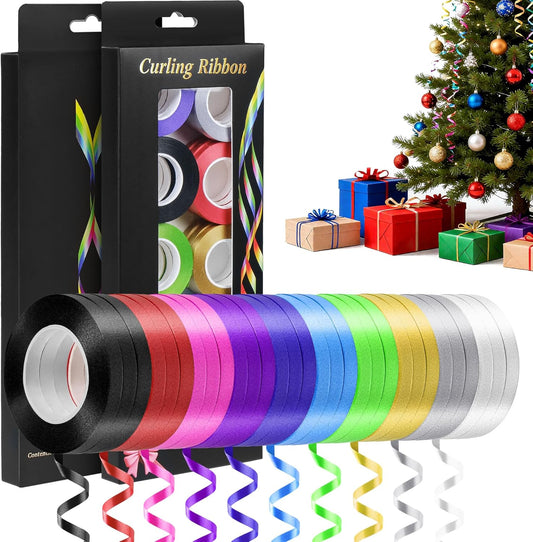 Curling Ribbon for Gift Wrapping: A 10-Color 30 Roll Pack of 1/5 Inch Decorative Ribbon for Mother's Day Decor & Romantic Presents and Party Balloons