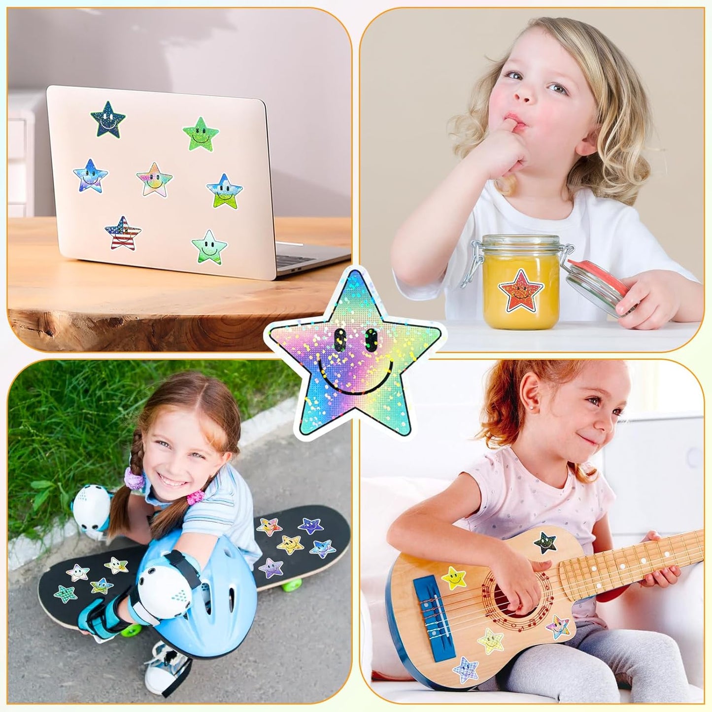 50PCS Smiling Stickers, Cute Water Bottle Stickers for Kids, for Teaching Rewards, Notebooks, Stationery, Luggage, Cartoon PVC Happy Stickers