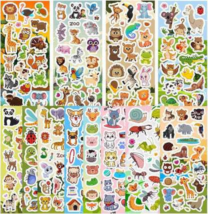 48 Sheets Stickers for Kids, Cute Stickers Variety Pack for Scrapbooking, Teachers Classroom Prizes, Goodie Bag Stuffers Including Animals, Cars, Dinosaurs, Fishes, Hearts, Stars and More