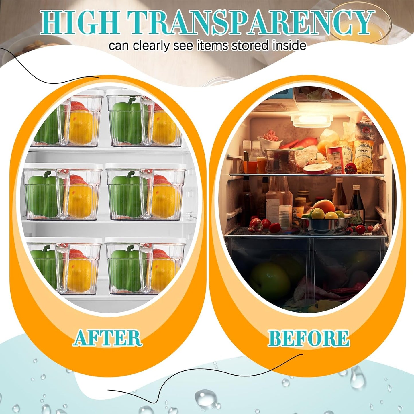 Havawish 4 Pcs Ice Storage Bin for Freezer with Lid and Flexible Scoop Set Plastic Ice Container with Lid Handle for Home Office Fridge Storage (12.4 x 8.07 x 3.94 Inches,Clear)