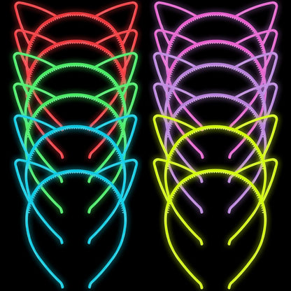 ZIRICHER 6 Colors Glow in the Dark Headbands, Plastic Light Up Hair Band Crowns Luminous Headband For Girls Party Headbands