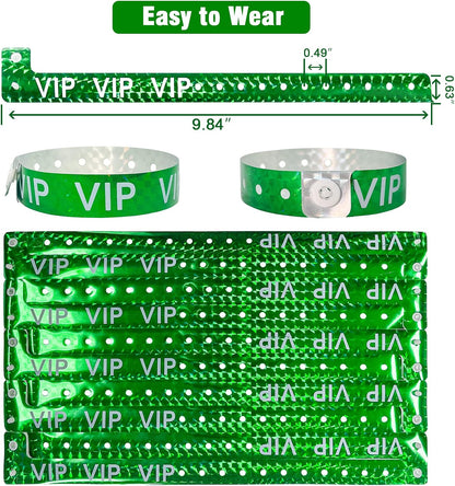 Ouchan Holographic VIP Plastic Wristbands Silver - 100 Pack Vinyl Wristbands for Events Parties