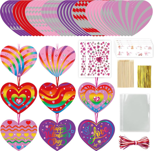 Colorful Magic Color Scratch Valentine Scratch Art Hearts Ornaments Decorations Valentines Day Crafts for Kids Classroom Activities Gifts Exchange Party Favors Games