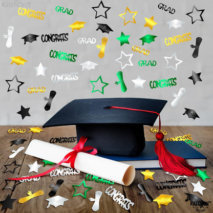 Black and Gold Grad Graduation Decorations 2026 - Pack of 1000, Congrats Grad Graduation Confetti 2026 | Grad Confetti Class of 2026 for Black and Gold 2026 Graduation Decorations, KatchOn