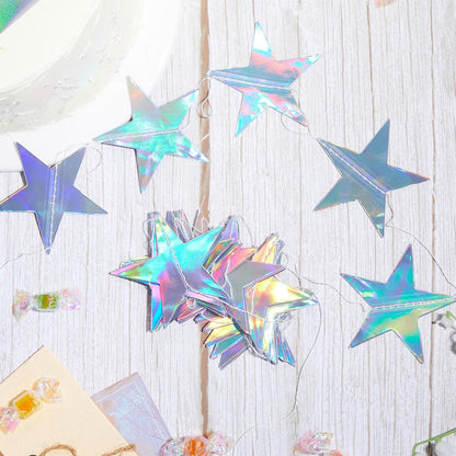 Spakon 65 Feet Glitter Star Paper Garland Banner Hanging Decoration Star Streamers Double Side 2026 Graduation Decorations for Wedding Birthday Festival New Year Party Decoration (Gold)