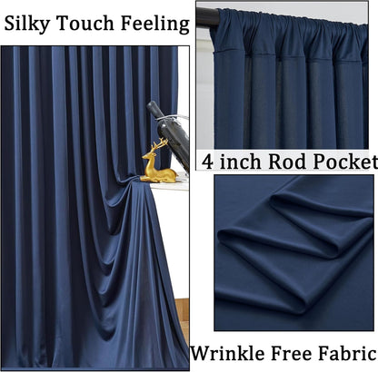 10ftx10ft Black Backdrop Curtains for Weddings Parties, Wrinkle Free 2 Panels Silky Polyester Photo Backdrop Drapes Back Drop Cloth Drapery for Birthday Mother'sDay Photography Background