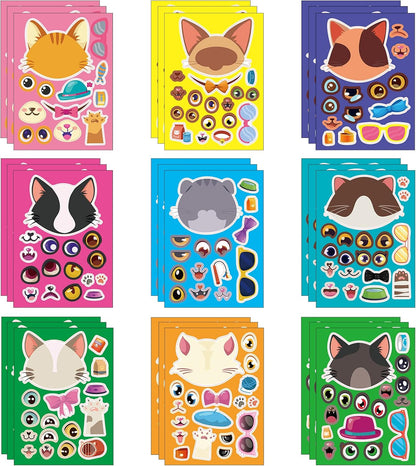 24 Sheets Cupcake Make a Face Sticker Sheets for Kids Todders Activities, Make Your Own Stickers for Kids Birthday Party Favor Supplies Craft