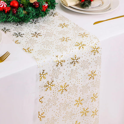 Snowkingdom 2 Pieces Gold Table Runner, Sequin Glitter Foil Metallic Thin Mesh Runner Roll 11"x108", Gold Table Decorations for Event Party, Wedding, Birthday Party, Christmas