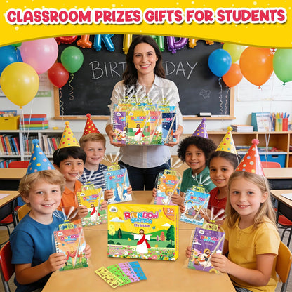 ZMLM 24 Pack Scratch Art Party Favors: Birthday Party Favors for Kids 4-8, Bulk Rainbow Scratch Notebook Paper Pads, Goodie Bags Stuffers Girls Boys Classroom Gifts Crafts Toys