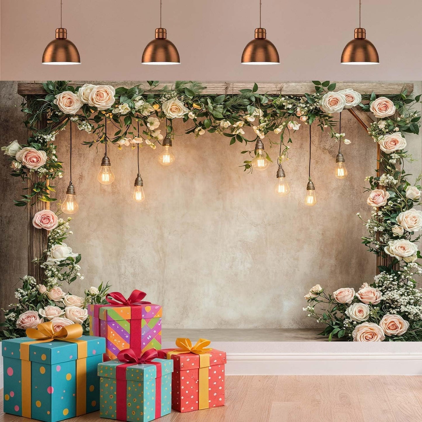 10x8ft Country Wedding Photography Backdrop Rustic Barn Door Photography Backdrop Farmhouse Pink Flower Cabin Wooden Birthday Baby Shower Wedding Bridal Party Banner Photo Booth Props Background