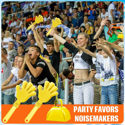 24 Pcs Hand Clappers and Metal Cowbells Noise Makers Cheering Clappers Cow Bells Handle Cheers Dance Basketball Football Noise Makers Sporting Events Graduation School Sports Party (Purple)
