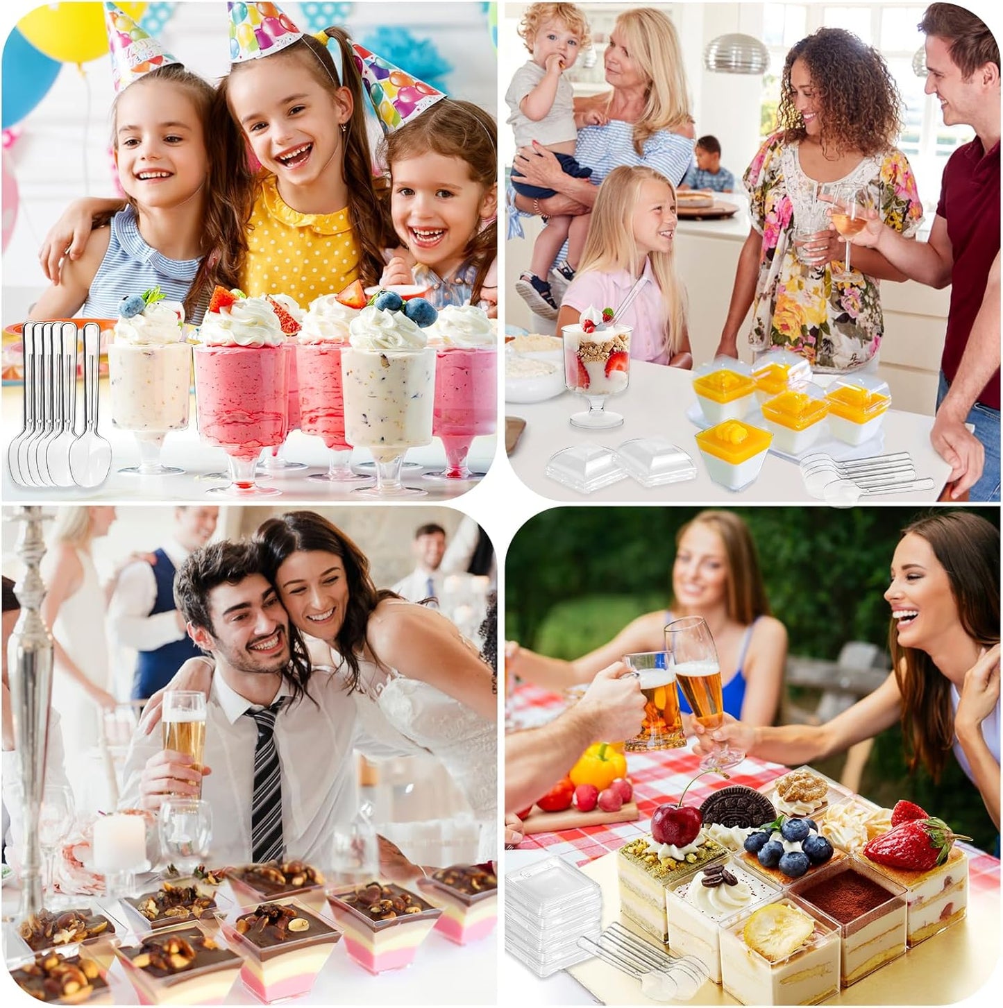 LifeIdeas 380 Pack Mini Dessert Cups with Spoons and lids, 5 oz Mini Clear Parfait Cups, Shooters Cups for Party, Round Yogurt Cups, Reusable Fruit Ice Cream Cake Pudding Cups