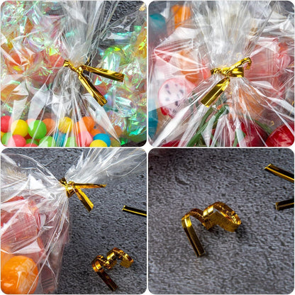Labeol 200pcs Cellophane Bags 5x11 Treat Bags with Ties Clear Gift Candy Cookie for Packaging Party Favor Halloween Christmas Gift Wrapping